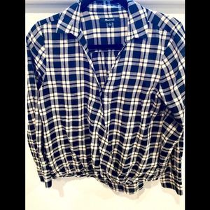 Madewell crossover checkered long sleeve
